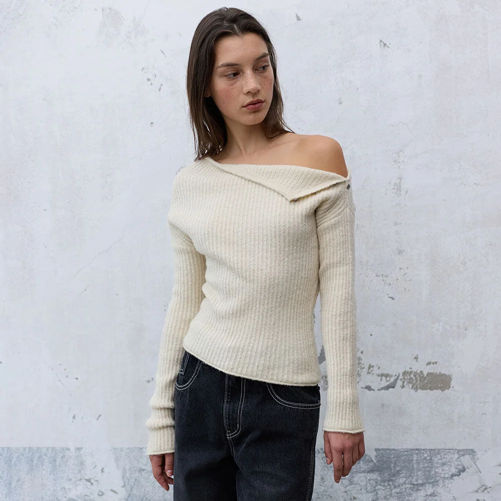One-shoulder Unbalanced Knit Top VK6AP987_2color