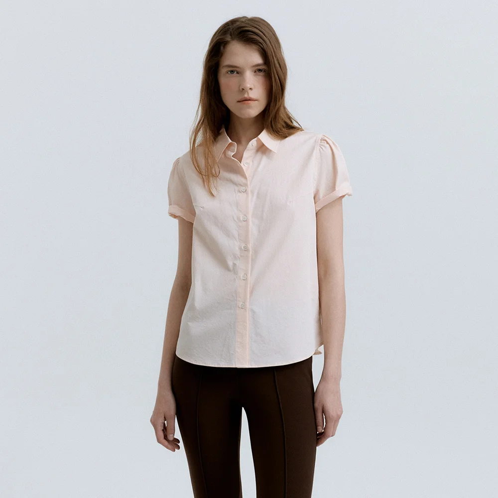 Ivy Shirring Shirt (Peach Pink)