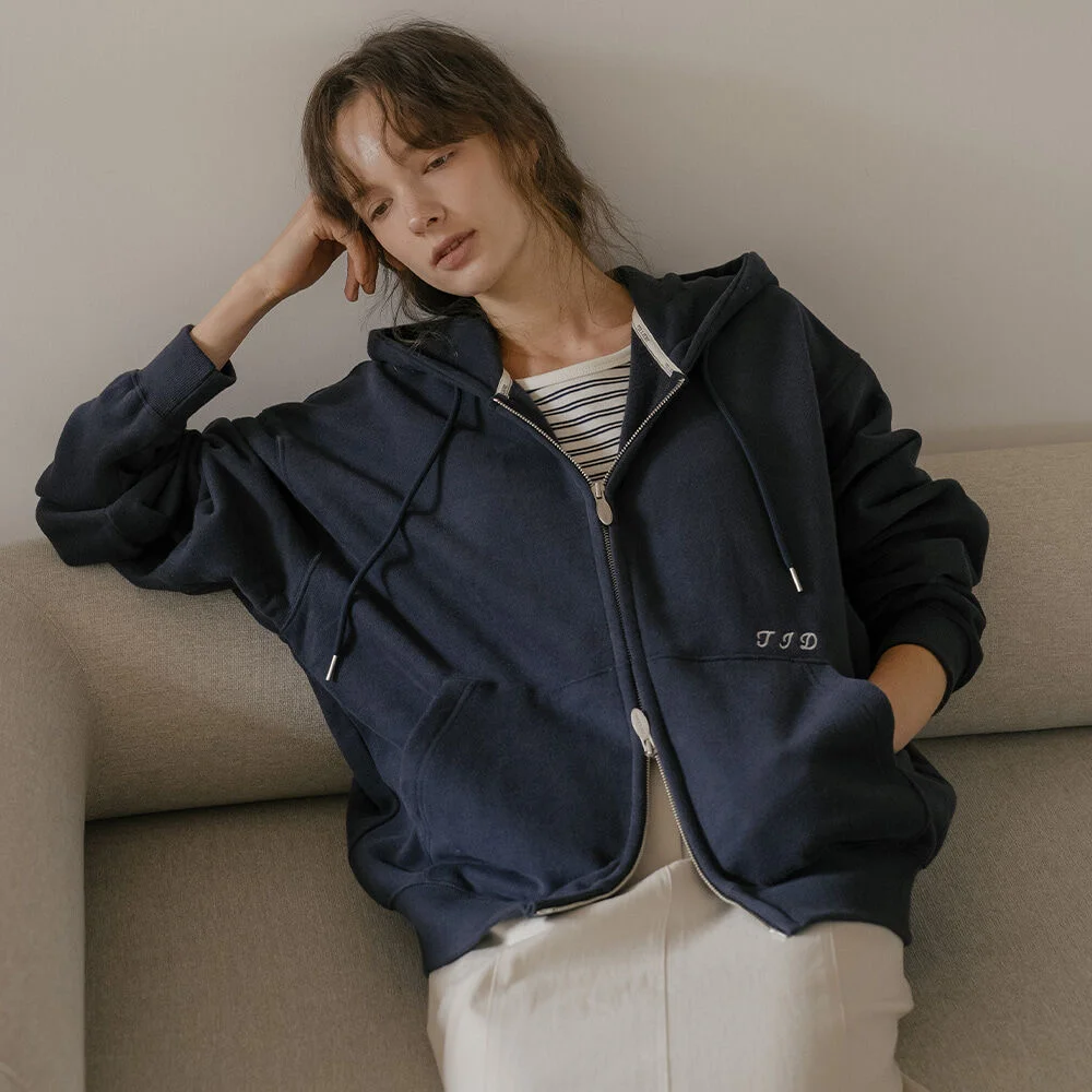 Brushed terry oversized hoodie _Navy