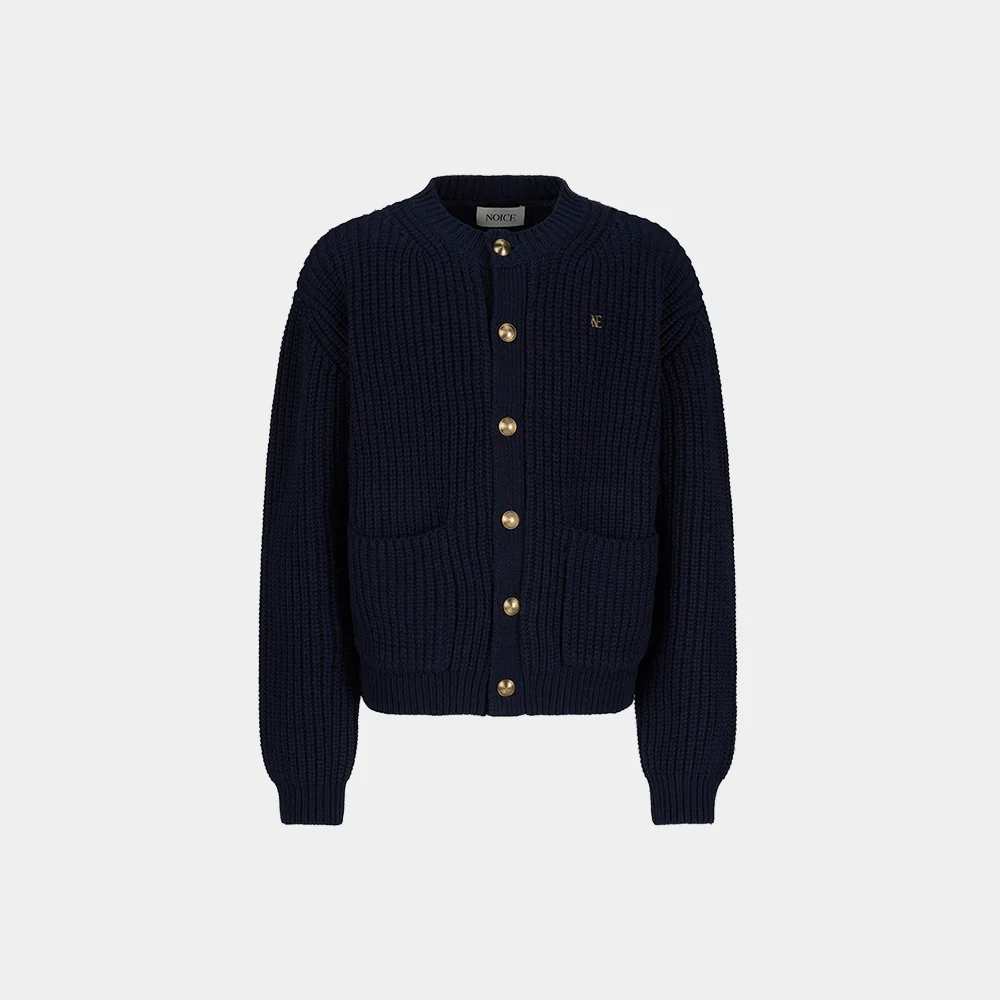 (M) HEAVY-GAUGE WOOL-BLEND CARDIGAN - DARK NAVY