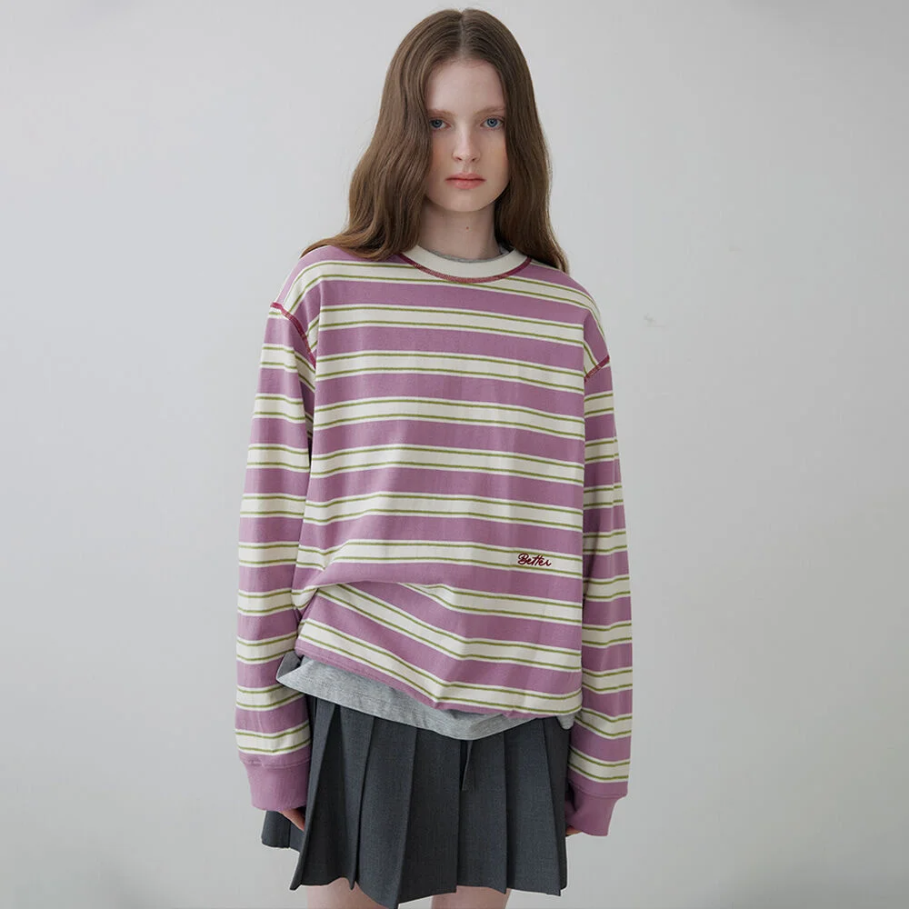 Stripe raglan sleeve MTM _Purple