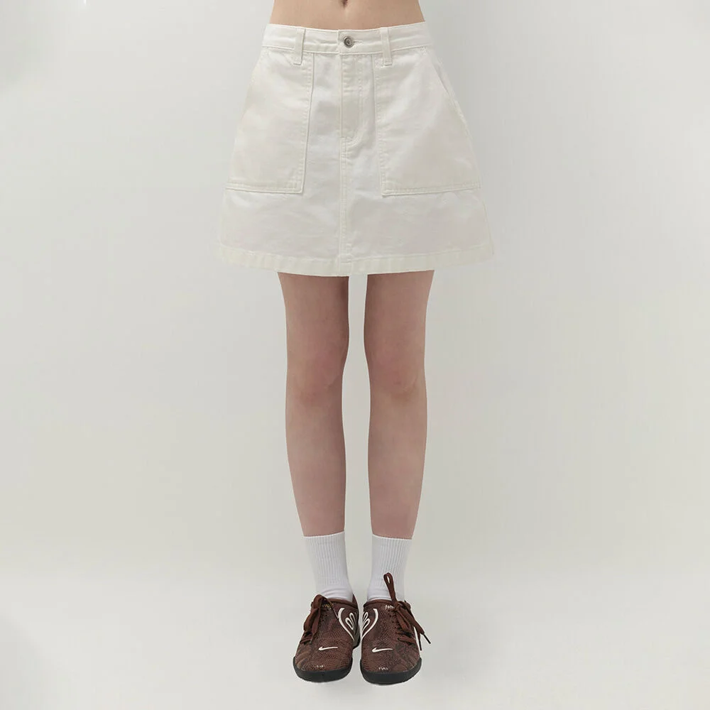 Denim Pocket Skirt (White)