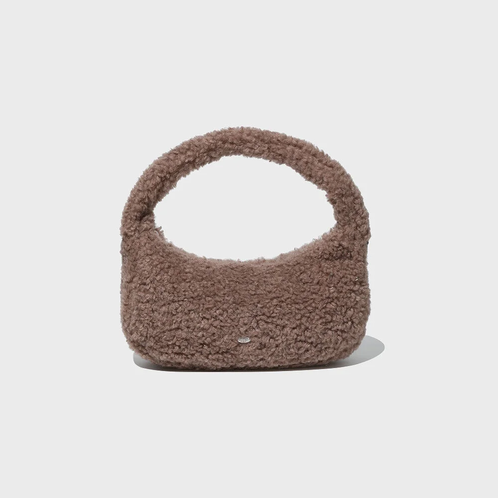 Cloverheart Fluffy Hobo Bag Brown