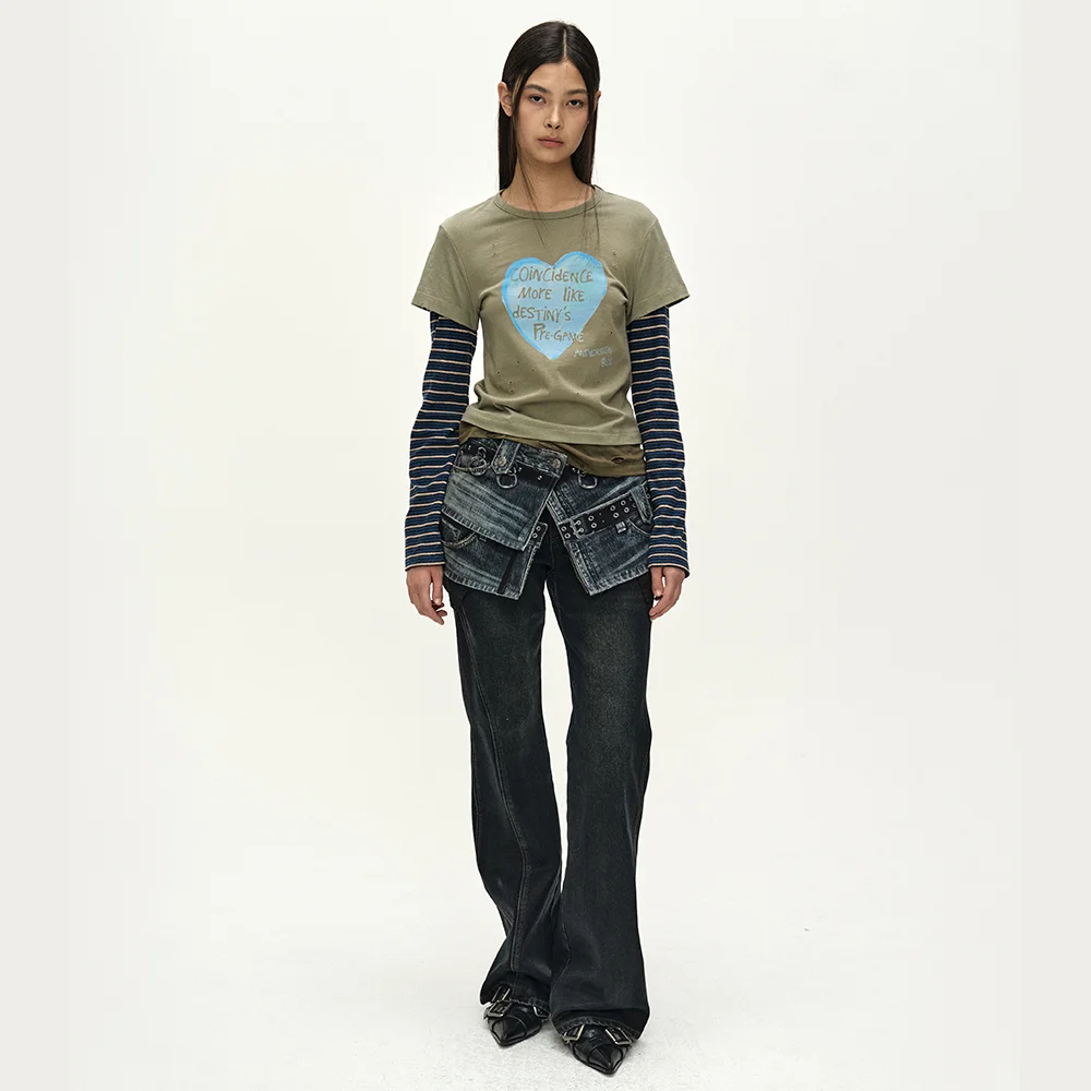 ASYMMETRIC LAYERED WRAP SKIRT (BLUE)