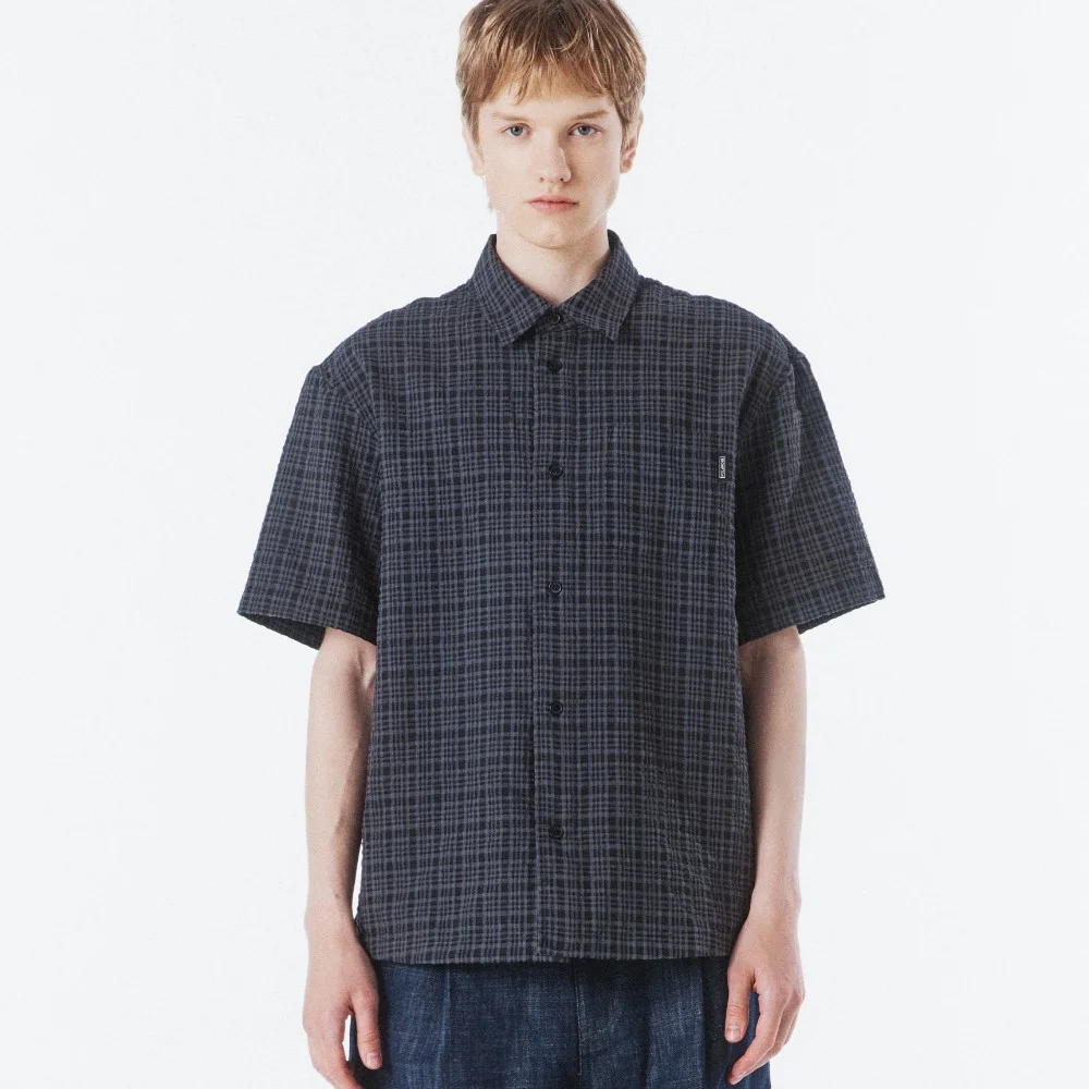 CHECK SEERSUCKER SHIRT - C/GREY (P262MSH140)