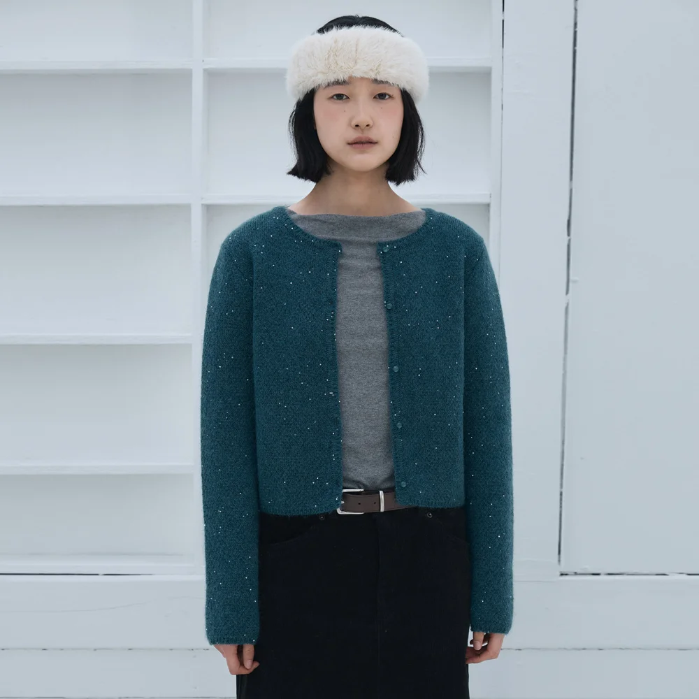 TWEED MOHAIR CARDIGAN (BLUE)