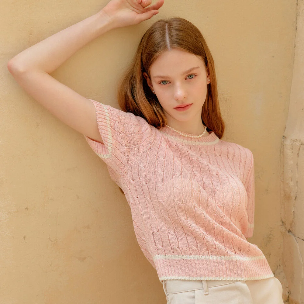 CABLE COLOR KNIT_PINK