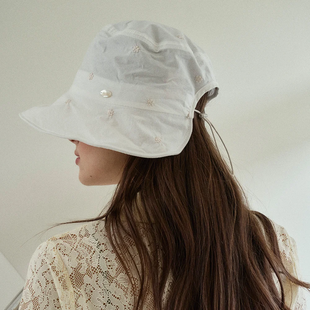 Cotton flower string bucket hat_6color