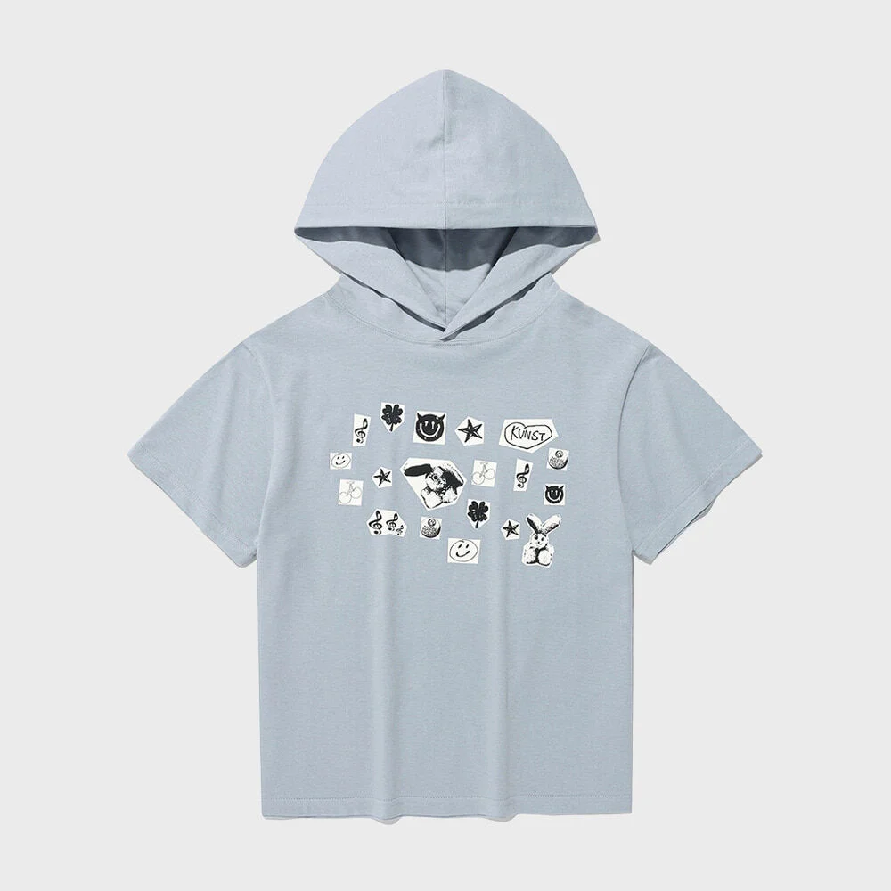 STICKER HOODED CROP TEE_BLUE(IK2FMFT526A)