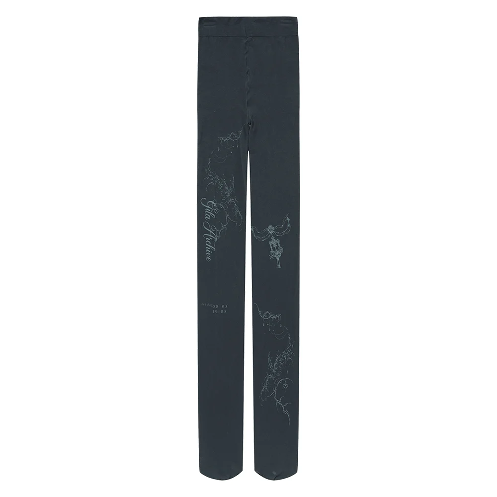 TATTOOED GRAPHIC TIGHTS_CHARCOAL