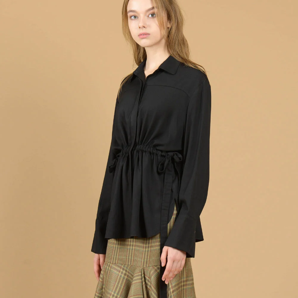 LINE POINT BLOUSE / BLACK, WHITE