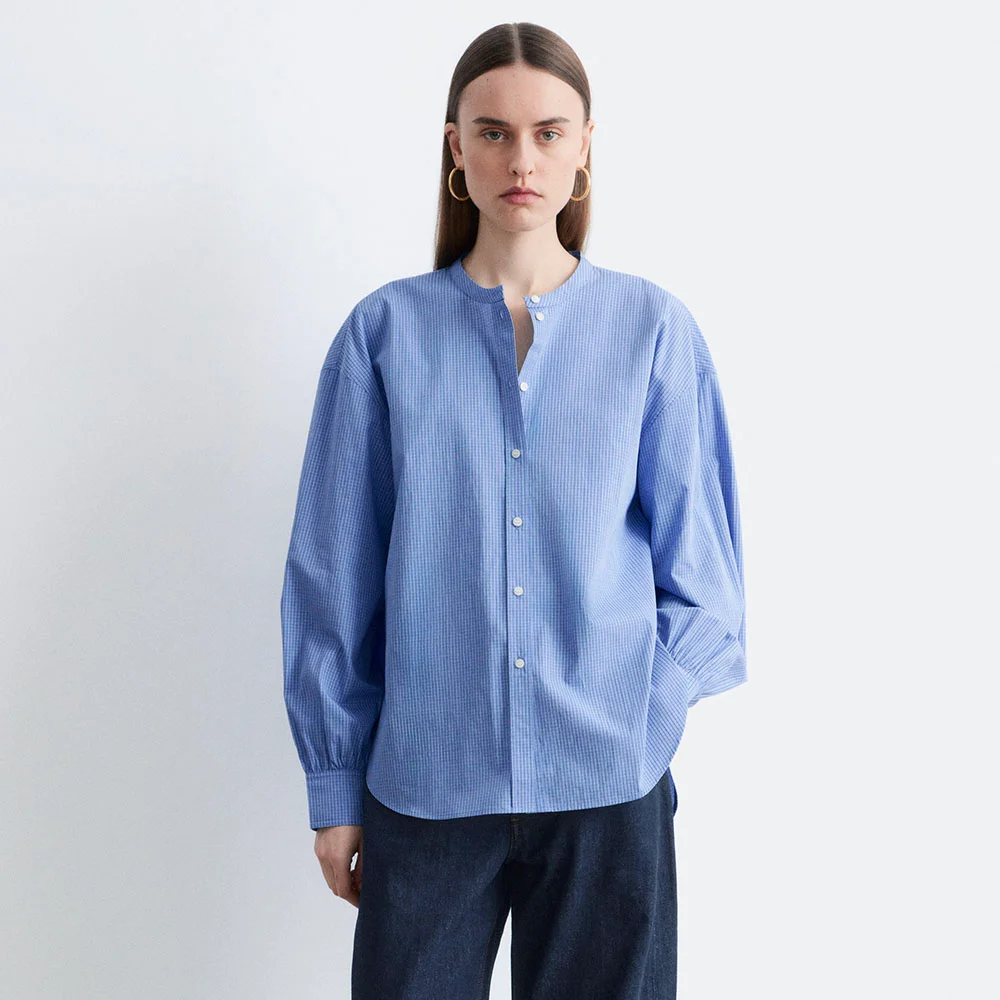 超大版型 純棉 襯衫 (Blue/Checked)