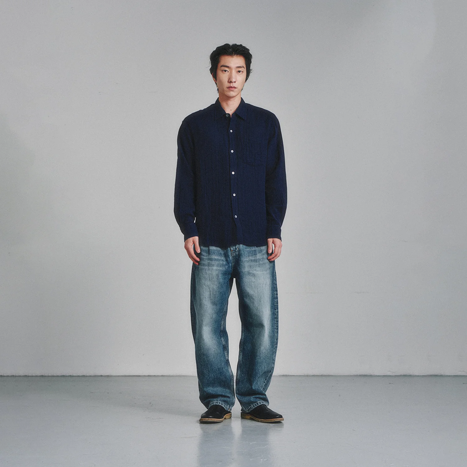 Washed Gauze Shirt_Navy