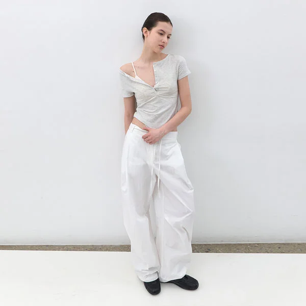 AN BOATNECK BUTTON UP SLIM HALF T (T-7264)