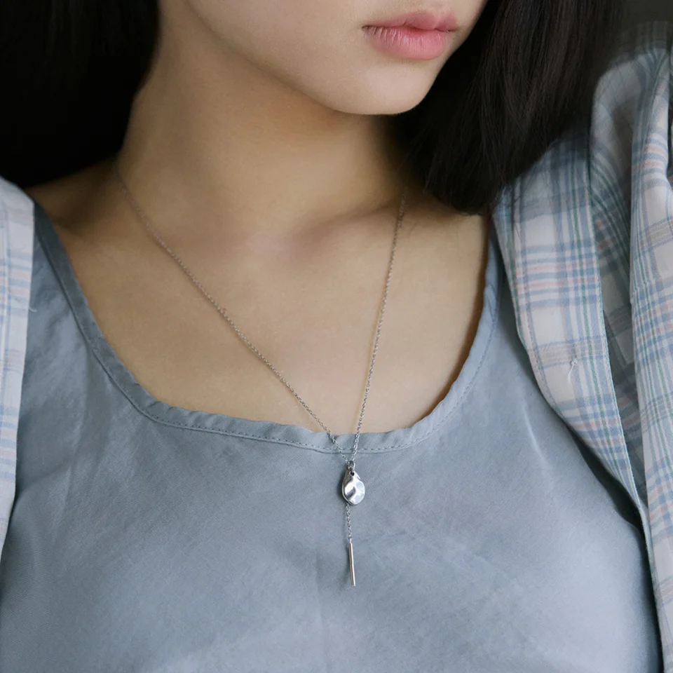 Crumpled teardrop necklace