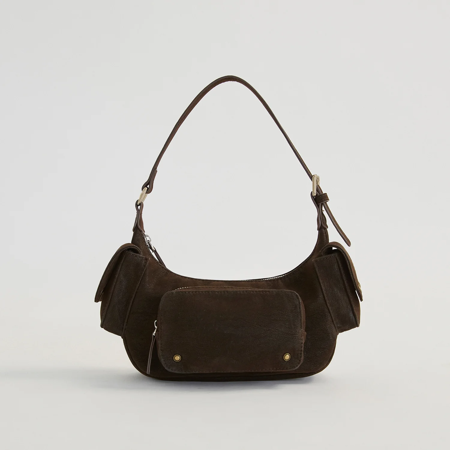 鉚釘 口袋 Hobo Bag_Subtle Brown