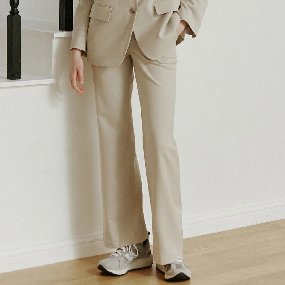 Classic Semi-Wide Pants - Beige