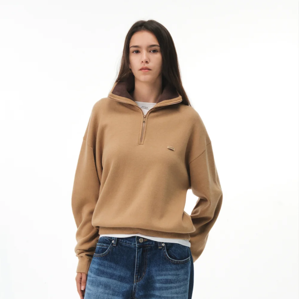 DEVIN HALF ZIP-UP KNIT (BEIGE)