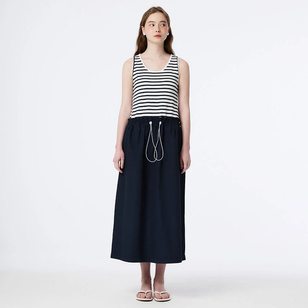 MARINE STRIPE SLEEVELESS DRESS (NAVY)