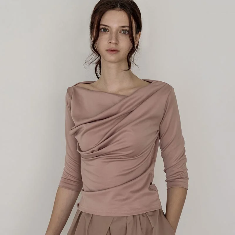 Lautre Draped Off shoulder T shirts