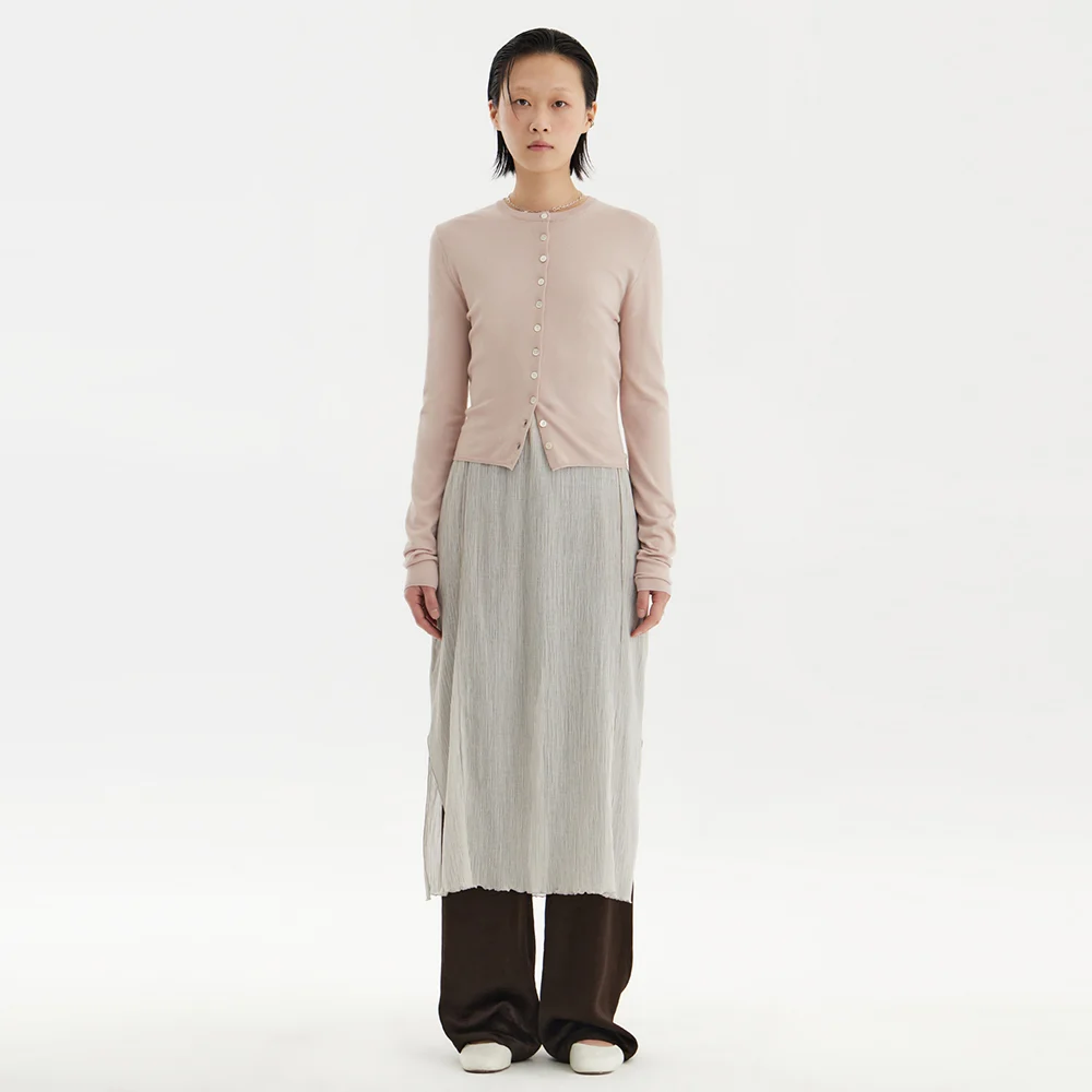 Buttoned Knit Cardigan - Pink