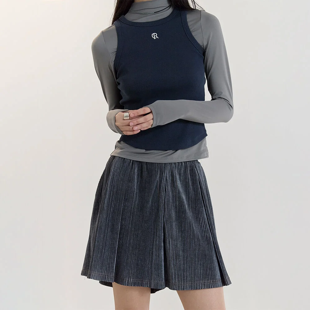 PLEATS TUCK HALF PANTS(INDIGO BLUE)