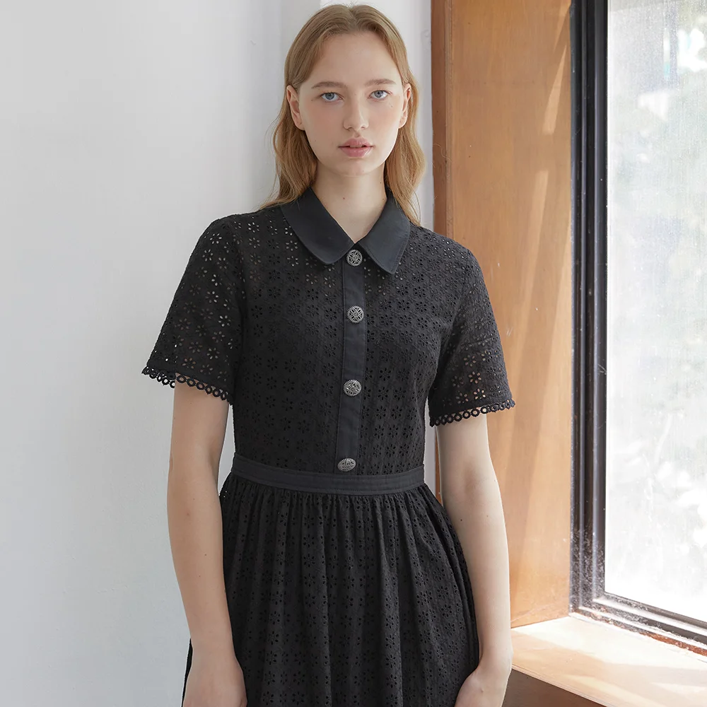 Punching Lace Dress - Black
