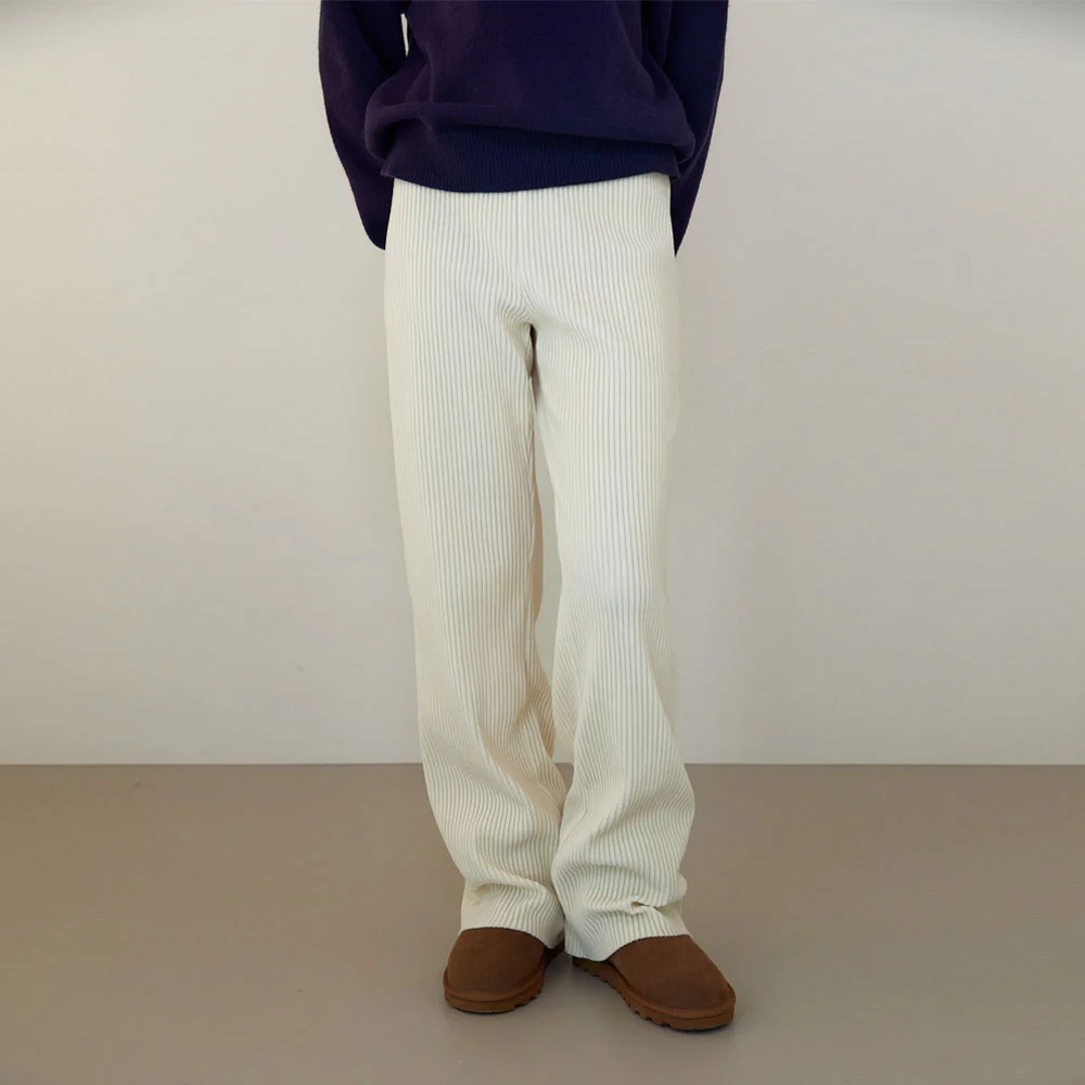 Big corduroy banding pants (Ivory)
