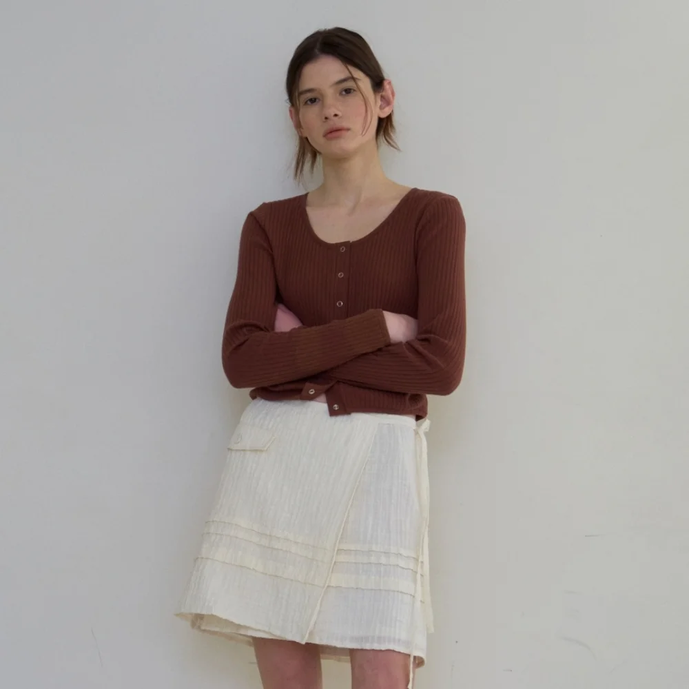 SOFT RIB JERSEY CARDIGAN BROWN