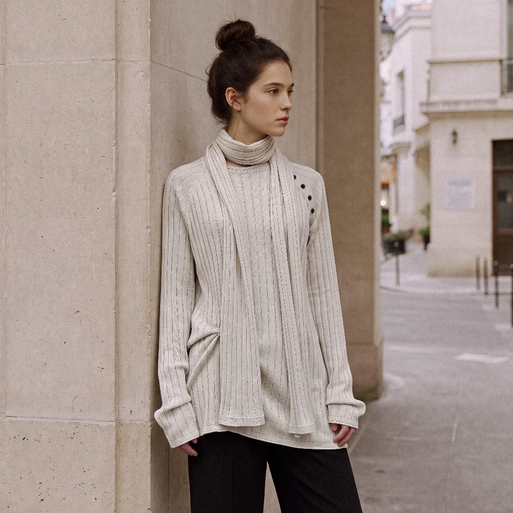 DOUILLET KNIT MUFFLER SET (OATMEAL)