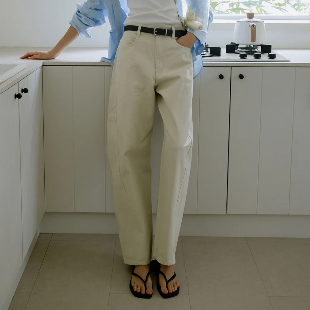 Round tomboy denim (cream)