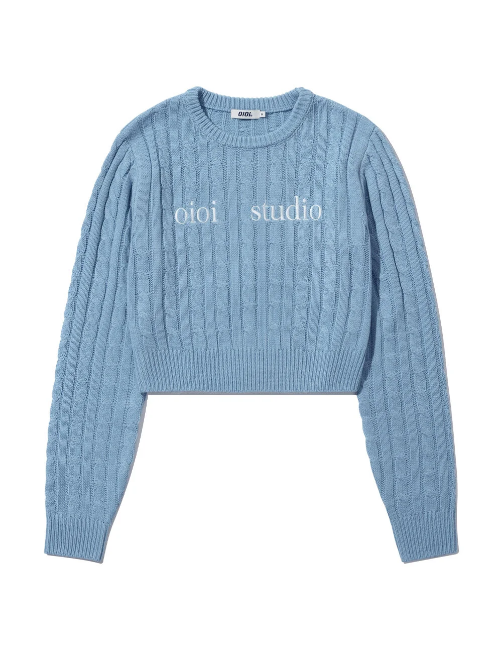 LAYERED LOGO CROP CABLE KNIT