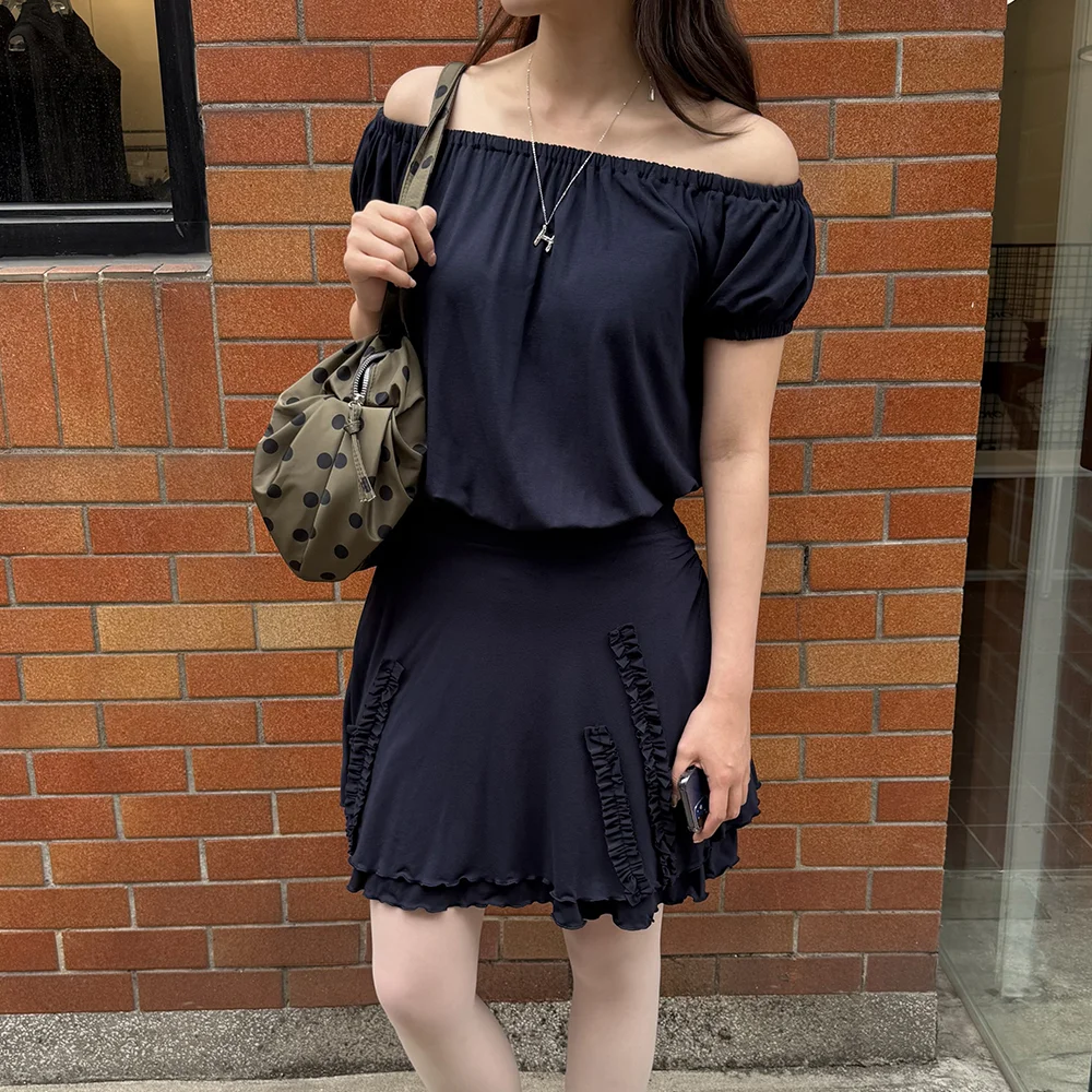 Drape Jersey Mini One-Piece (Navy)