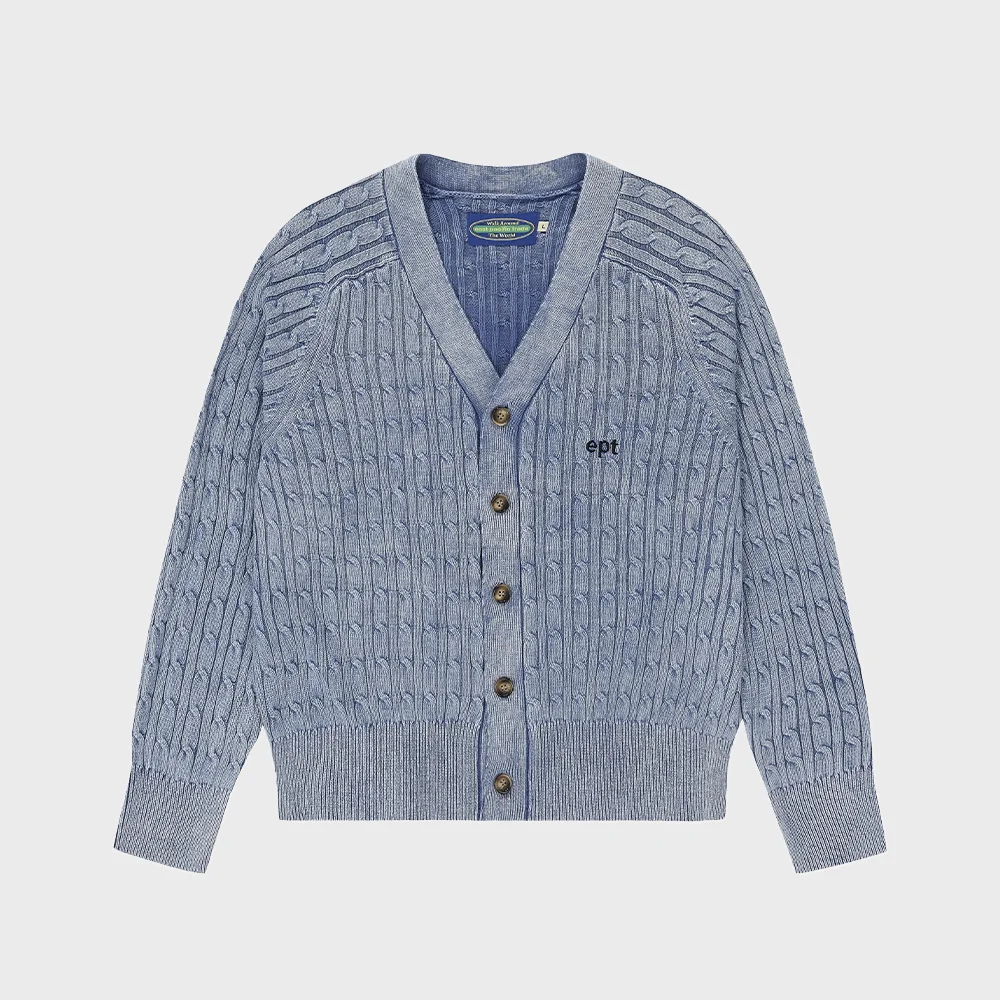 SAND WASHING KNIT CARDIGAN ( BLUE)