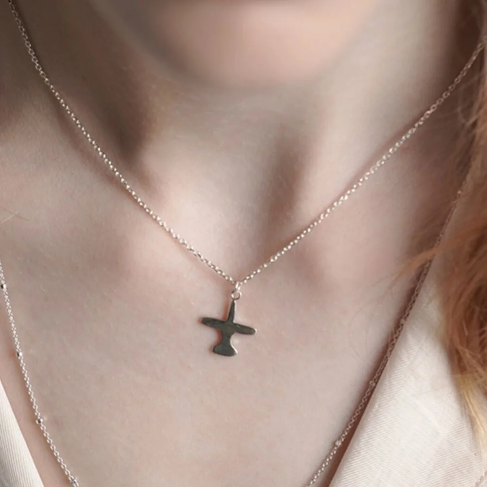 Mini airplane pendant Necklace 迷你 飛機 吊飾 銀頸鏈