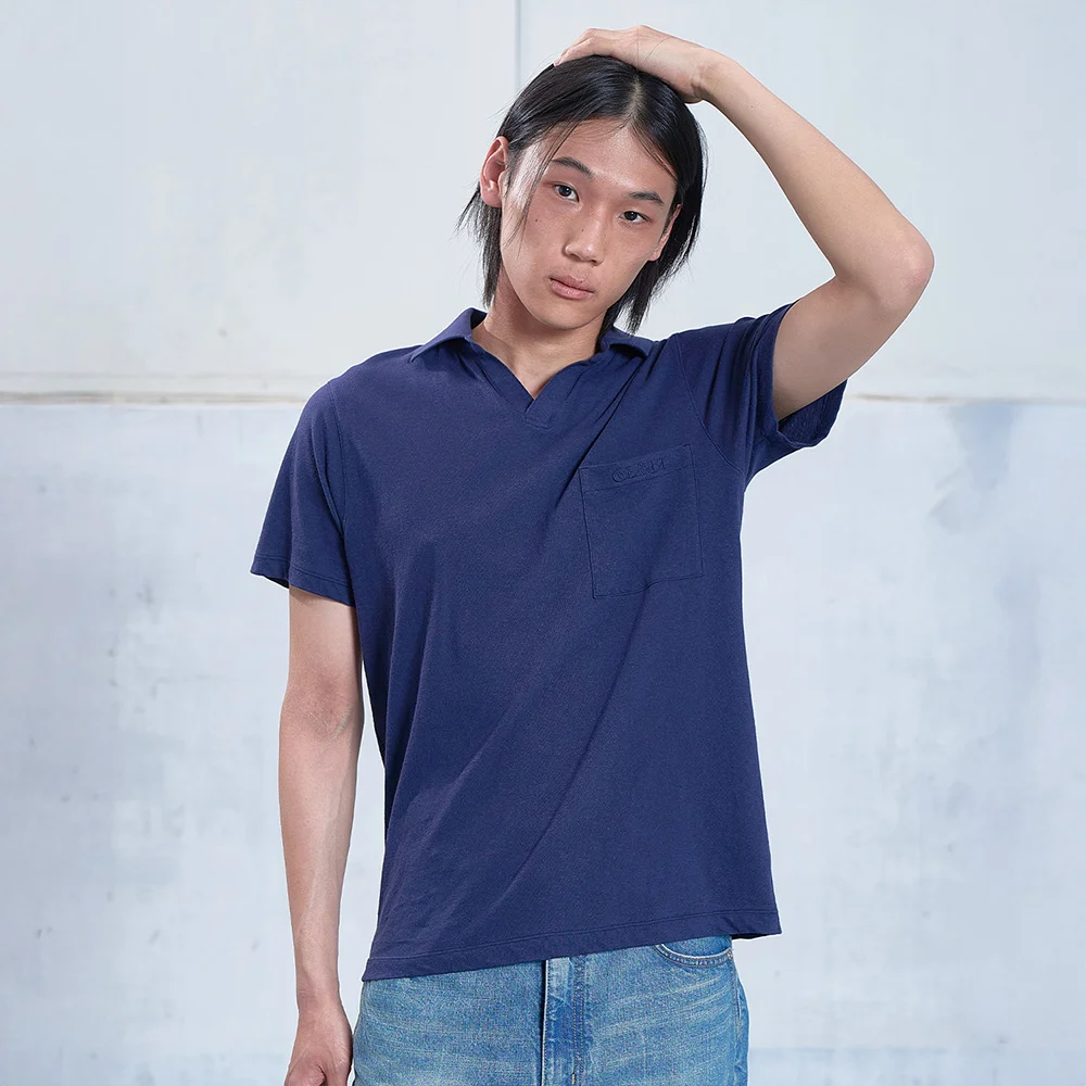 VINTAGE COLLAR T-SHIRT IN NAVY