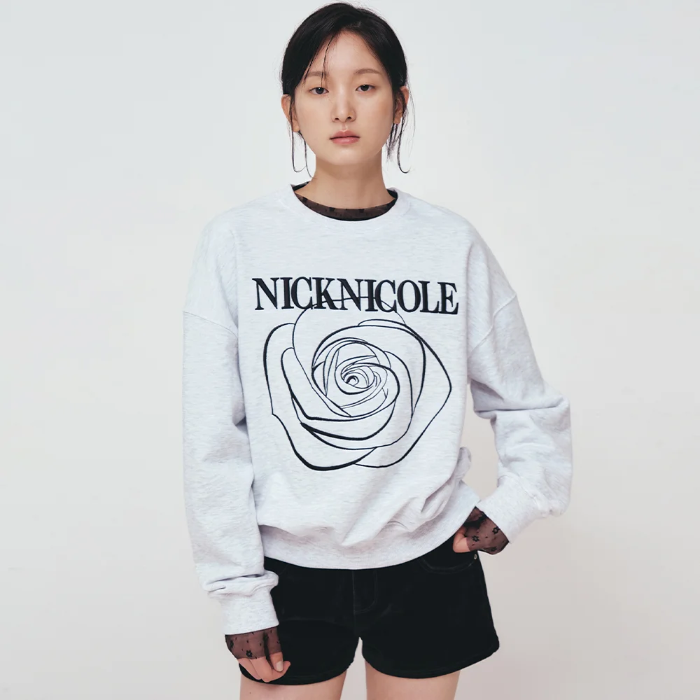 VOLUME NICOLE ROSE SWEATSHIRT_MELANGE BLACK