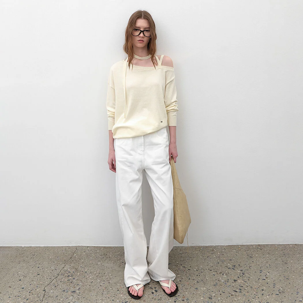 ONE OFF SHOULDER STRAP LOOSE FIT KNIT (T-7195)