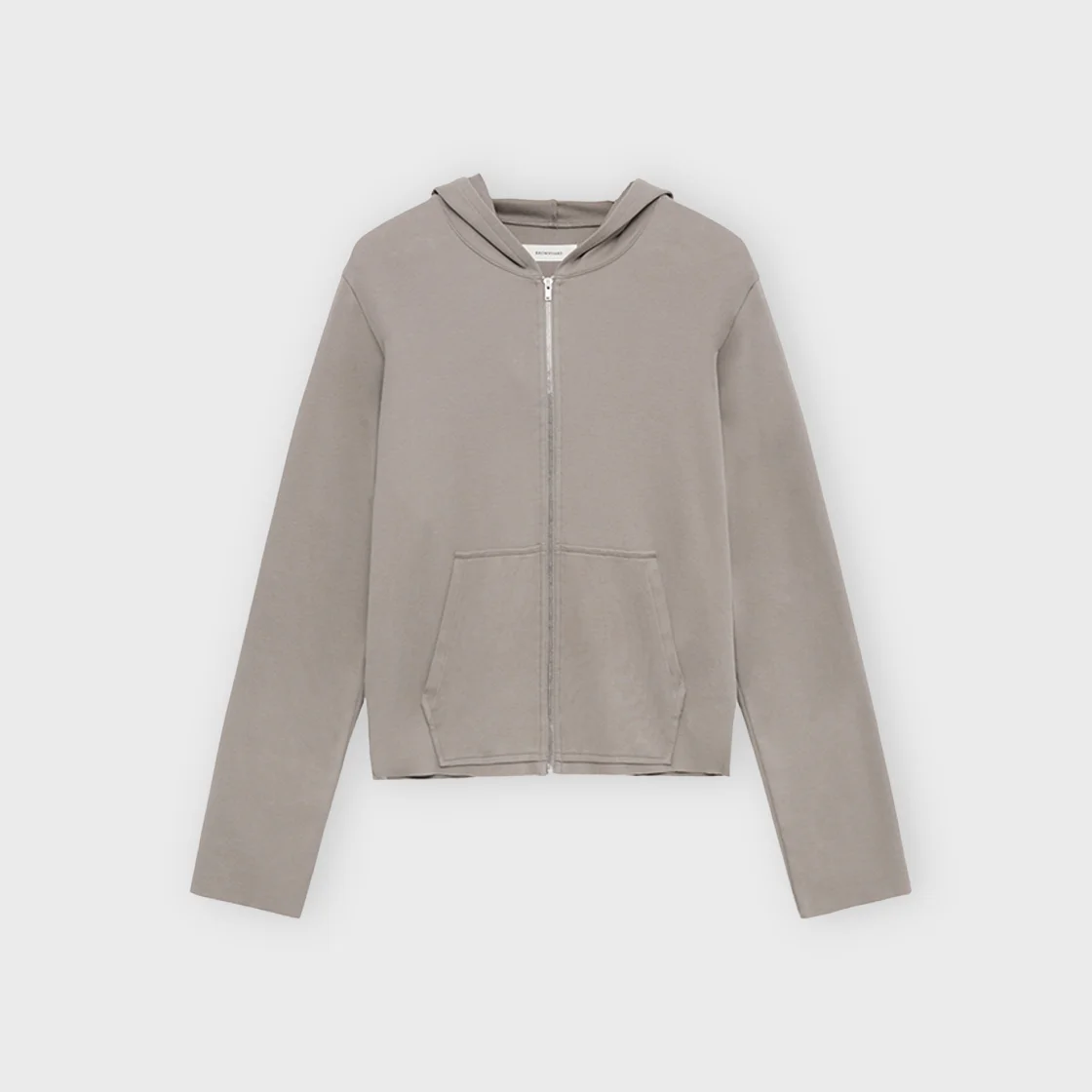 W Smooth Jersey Hood Zip Up, Beige
