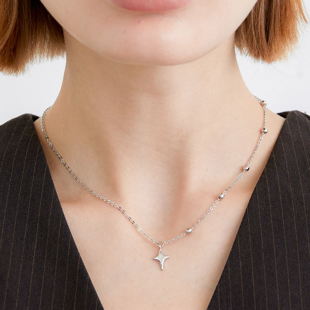 star pendant circle ball necklace (N030_silver)