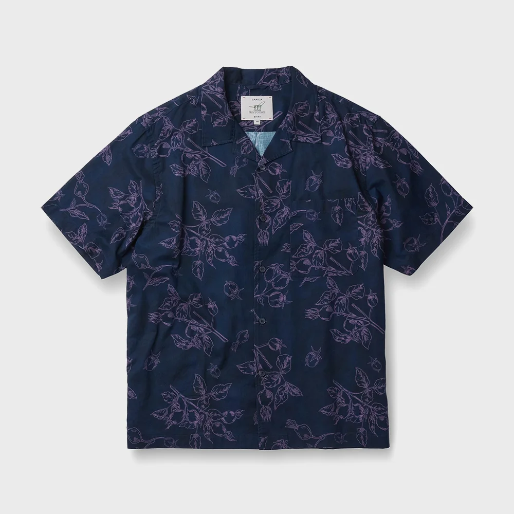 花卉 圖案 短袖 襯衫 (寬鬆版型) AHSAM26641NYX