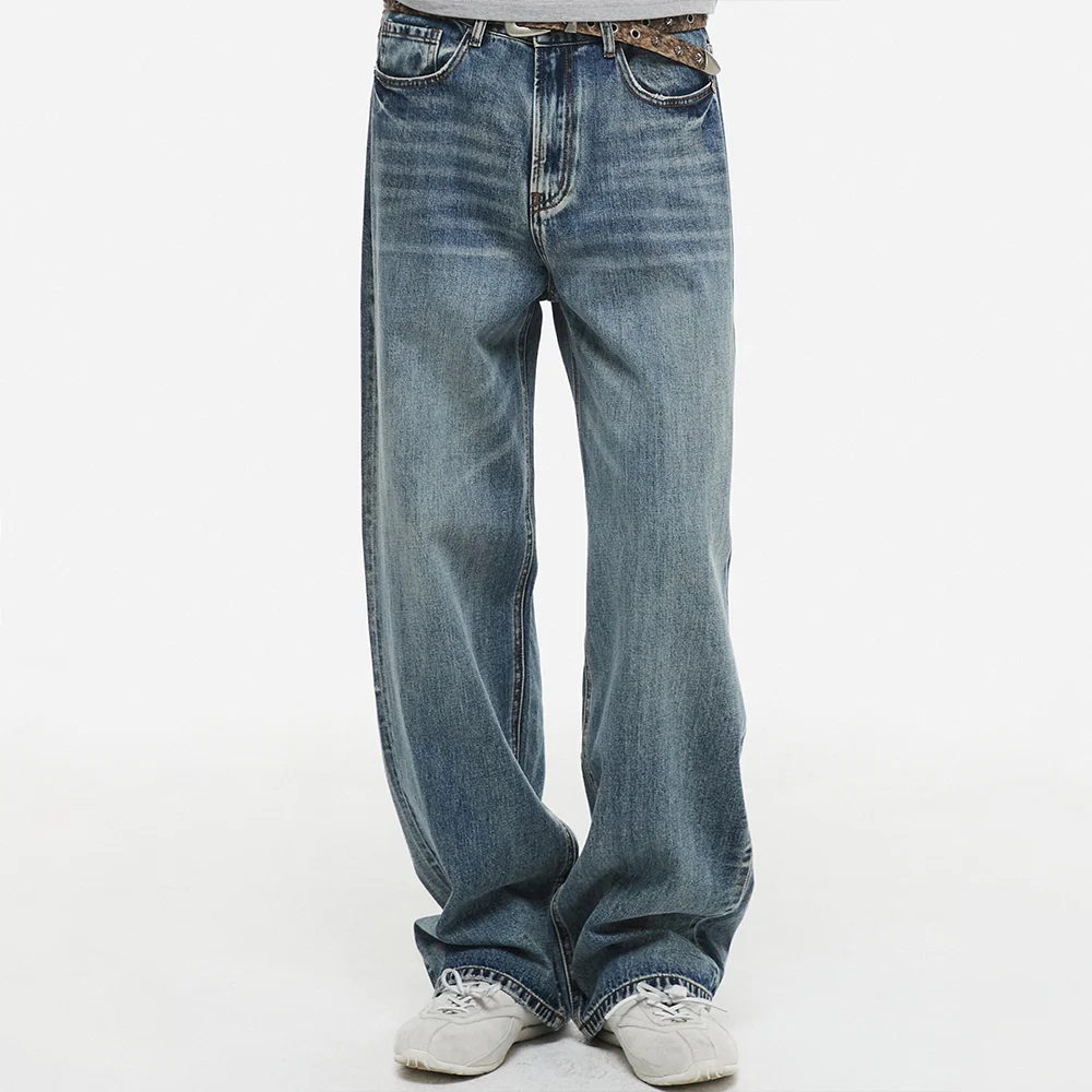 休閒 寬版 牛仔 褲子 藍色