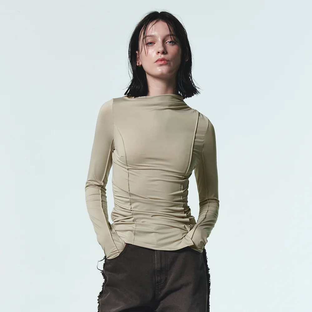 ASYMMETRIC HALF NECK SLIT TOP