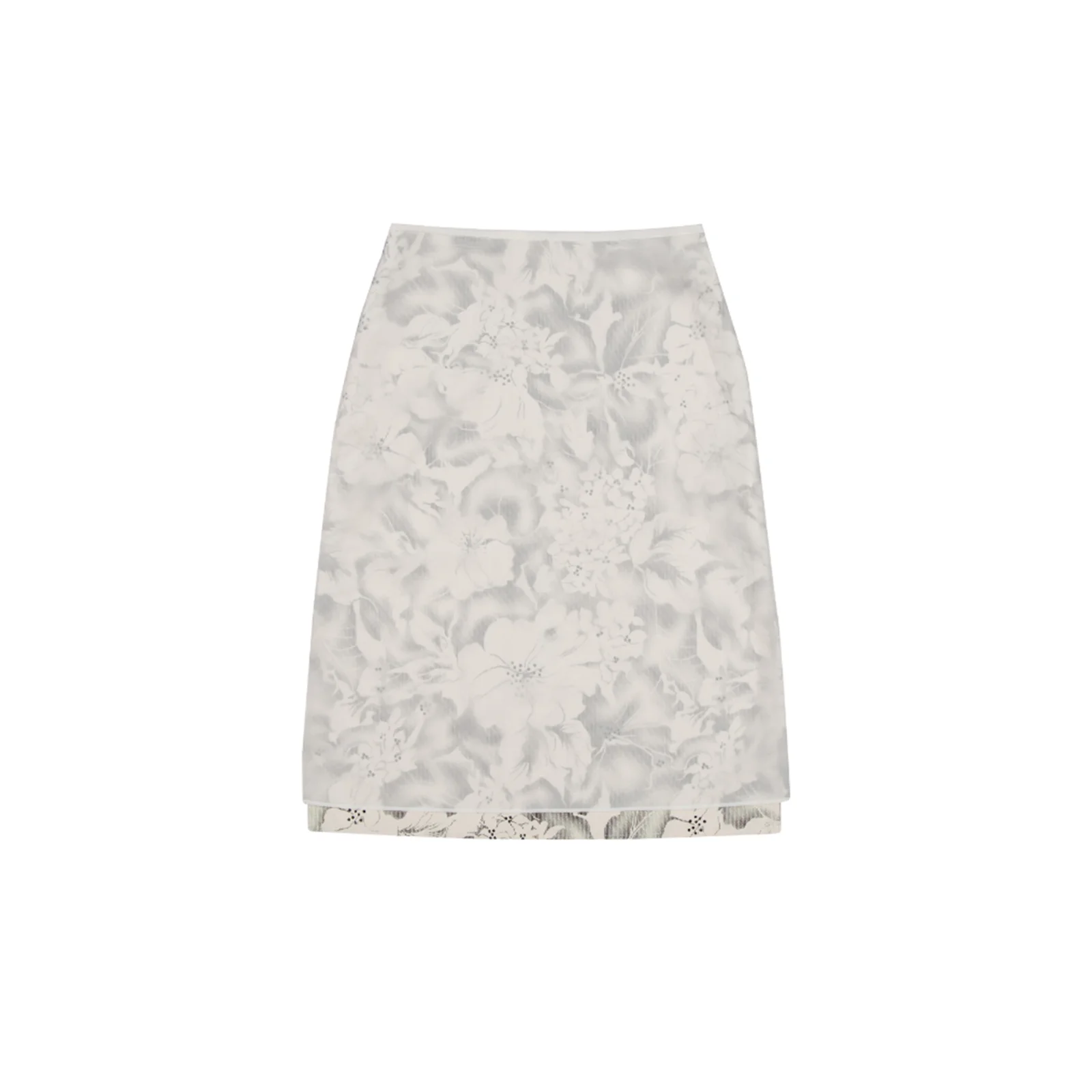 SHEER LAYERED MIDI SKIRT (BONE)