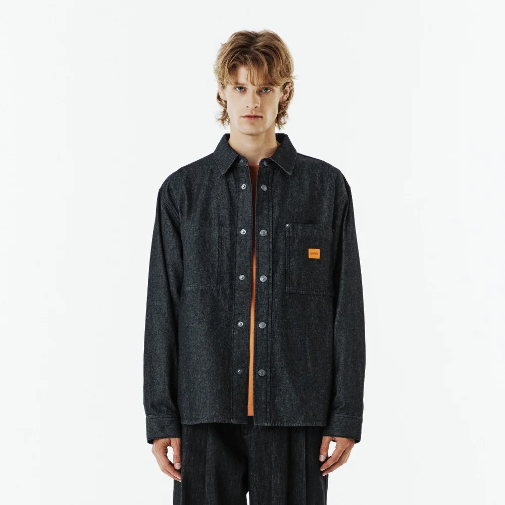 OUTPOCKET DENIM SHIRT - BLACK (P263MSH402)