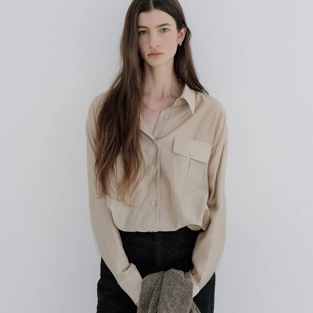 sheer two-pocket shirt (beige) orc 6113