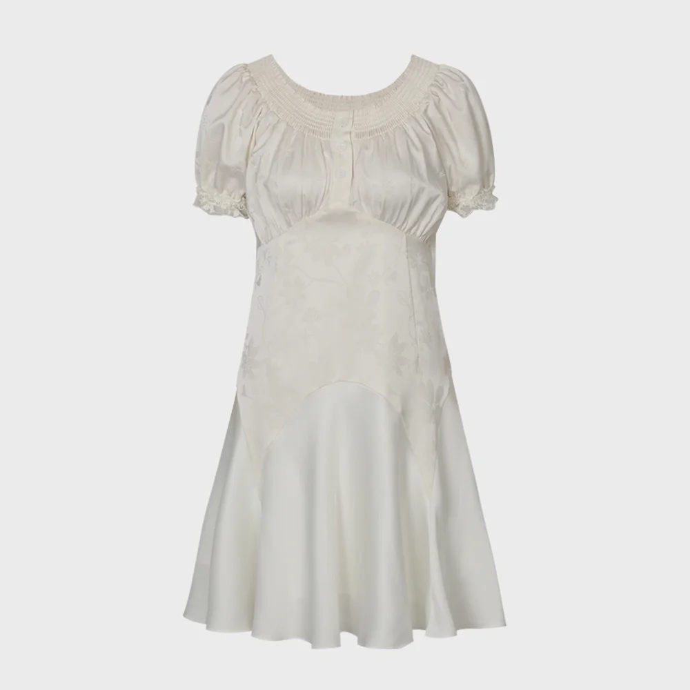 1970s Off Shoulder Dress (Ivory)