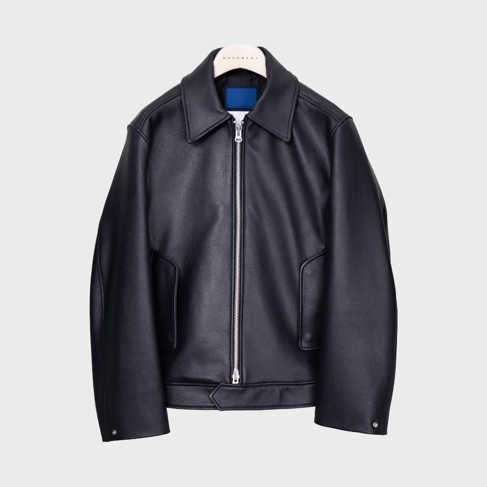 GOATSKIN HARRINGTON JACKET_NAVY