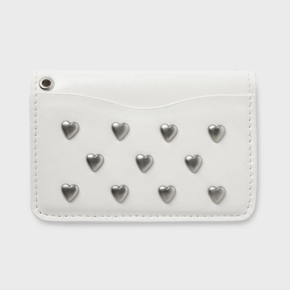 heart rivet cardholder (心形 鉚釘 卡片夾) - 白色