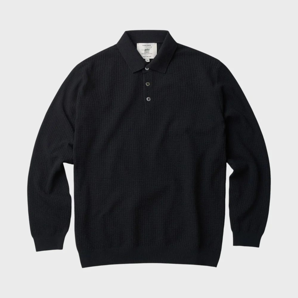 長袖 質感 Polo 針織衫 AHWAS26611BKX